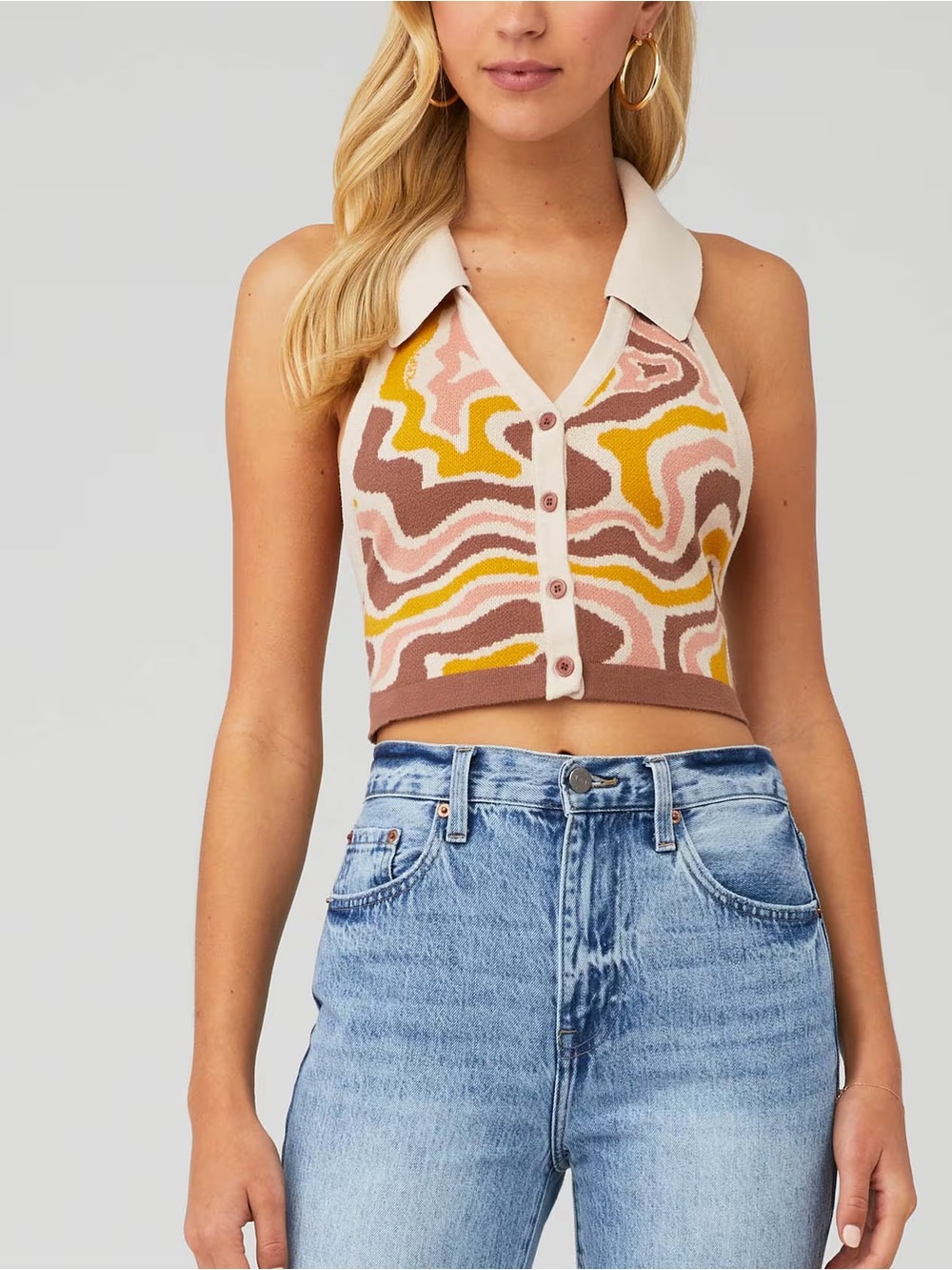 The Kript Swoosh Knit Top Medium/Large Boho Festival Summer Excellent Condition!